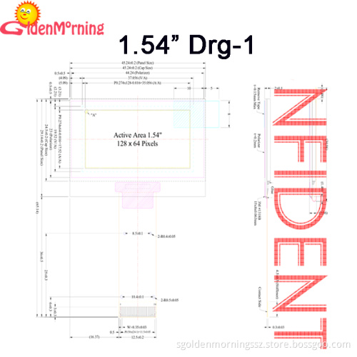 1.54" oled display, yellow color